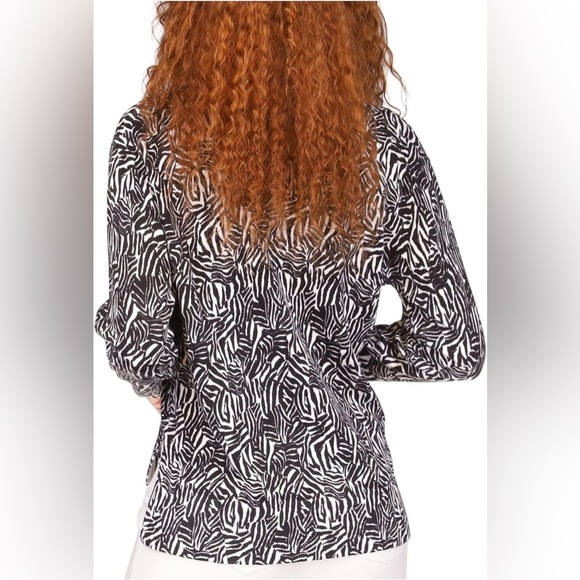 Michael by Michael Kors Black White Zebra vneck pullover sweater NWT size large - Picture 3 of 9